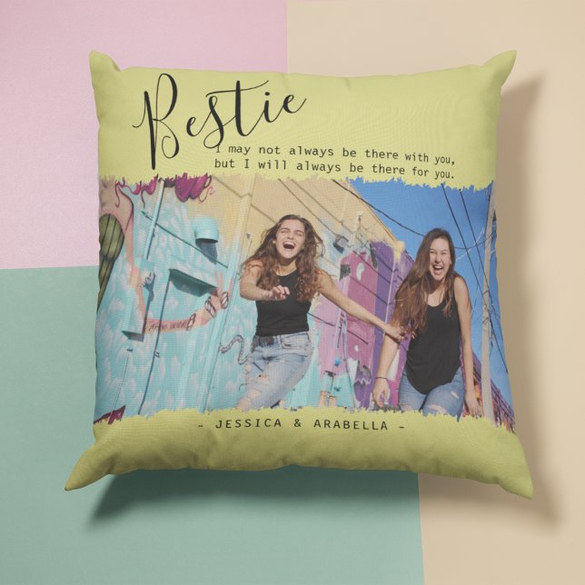 Modern Bestie Quote Photo Personlig BFF Kudde (Skapare uppladdad)