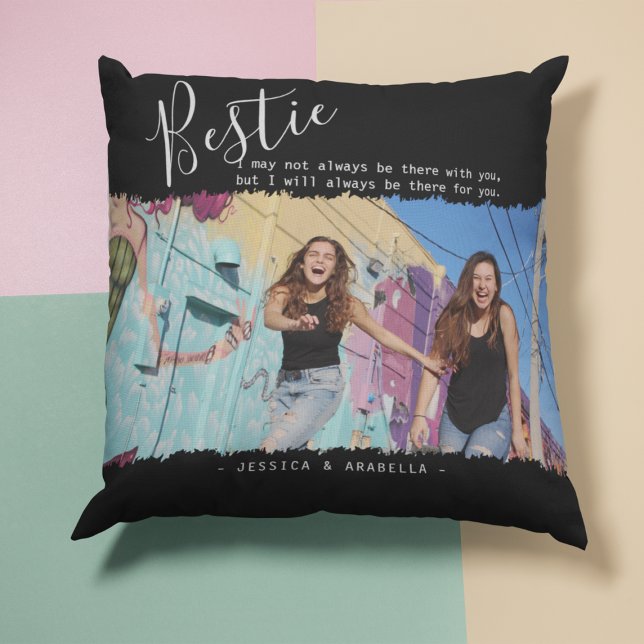 Modern Bestie Quote Photo Personlig BFF Kudde (Skapare uppladdad)