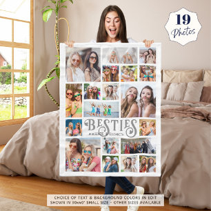 Modern BESTIES 19 Photo Collage Anpassningsbar Fär Fleecefilt