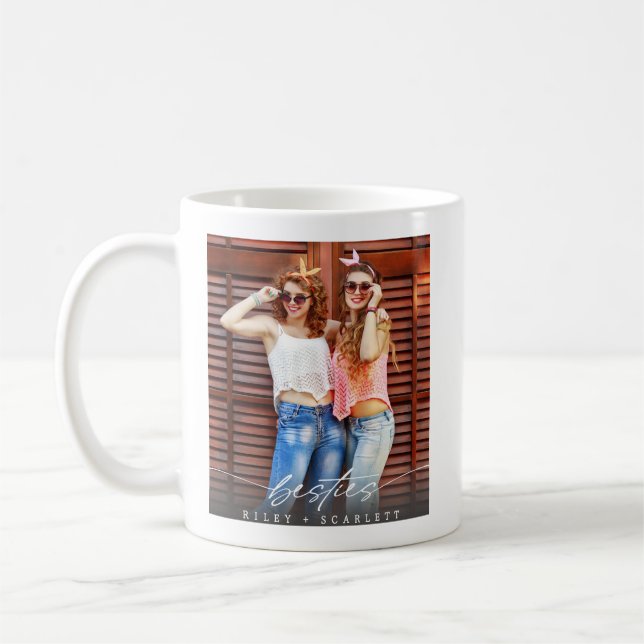 Modern Besties BFF Foto Script Kaffe Mugg  (Vänster)