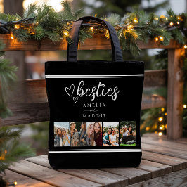 Modern Besties Photo Collage Black and White Tygkasse