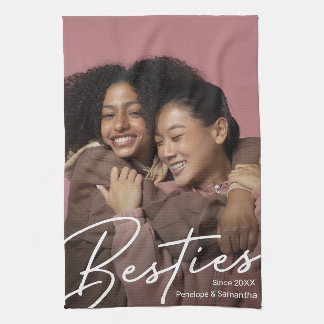 Modern Besties Photo Gift Kökshandduk (Vertikal)