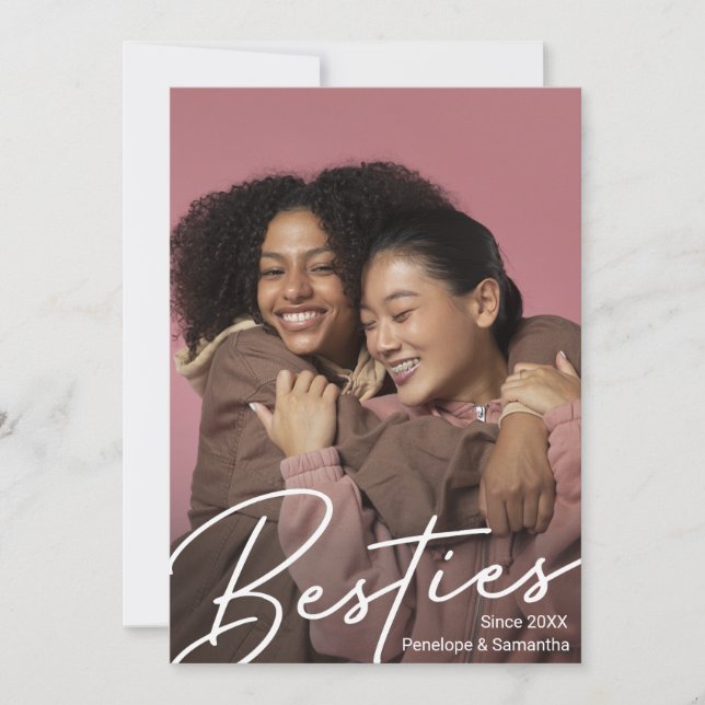 Modern Besties Photo Gift Tack Kort (Framsida)