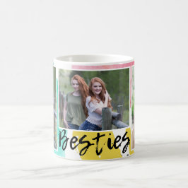 Modern Besties Typography 3 Photo Collage Kaffemugg