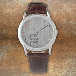 Modern betong, svart, vitt, rött armbandsur