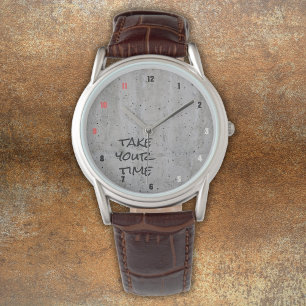 Modern betong, svart, vitt, rött armbandsur