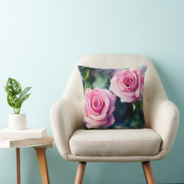 Modern Beval Watercolor Rosa ros Collection Kudde