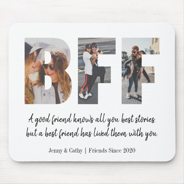 Modern BFF Bästa vän för Cute Photo Collage Musmatta (Framsidan)