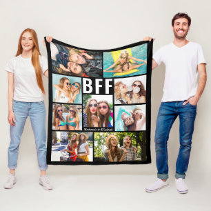 Modern BFF Best Friends Photo Collage Namn Fleecefilt