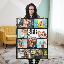Modern BFF Best Friends Photo Collage Namn Fleecefilt