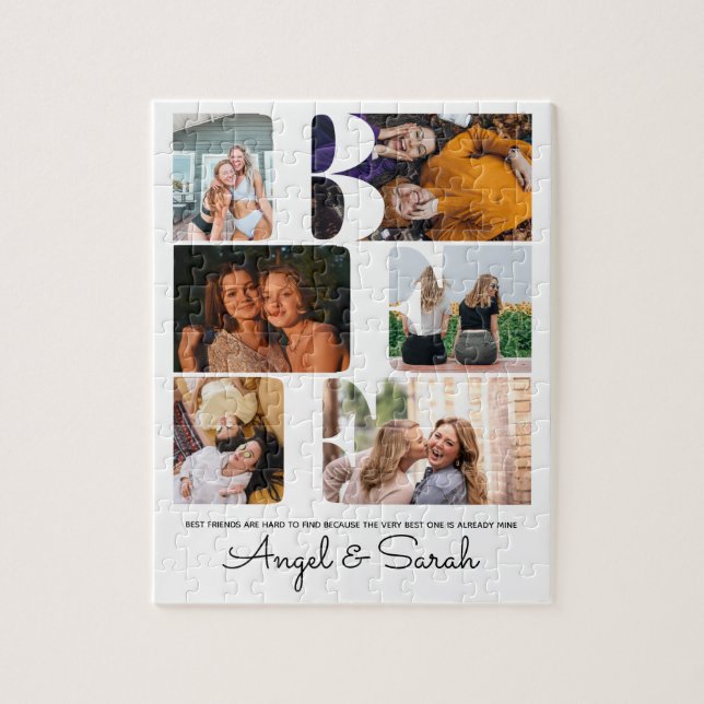 Modern BFF Best Friends Quote Photo Collage Pussel (Vertikal)