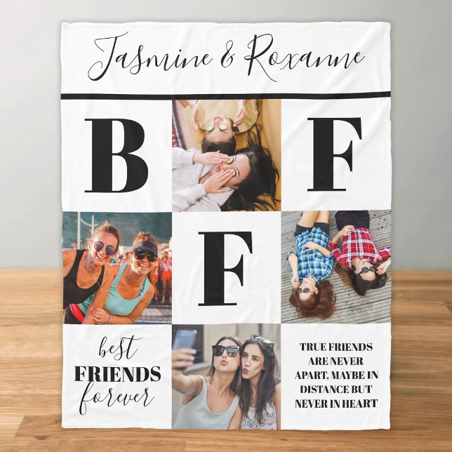 Modern BFF Besties Photo Collage Fleecefilt (Skapare uppladdad)