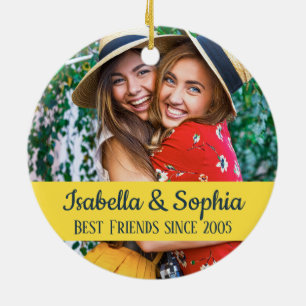 Modern BFF-foto, bästa vänner för alltid, trendig Julgransprydnad Keramik