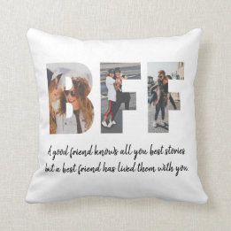 Modern BFF Photo Collage Best Friend Besties-citat Kudde
