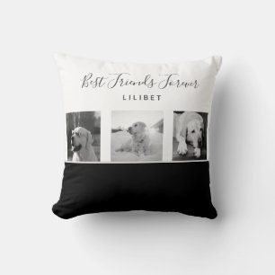 Modern BFF PHOTO COLLAGE Gift Black and White Kudde