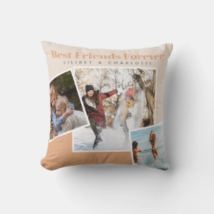 Modern BFF PHOTO COLLAGE Gift Personlig Peach Kudde