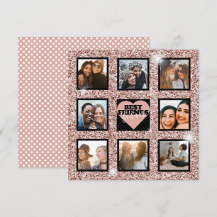 Modern BFF Photo Collage Ro Guld Glitter Julkort