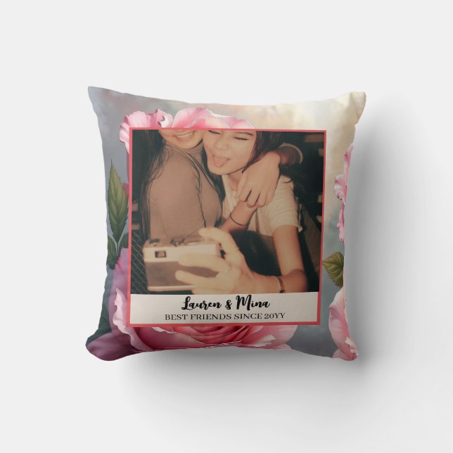 Modern BFF Photo Plaid Friendship Best Friend Kudde (Framsida)