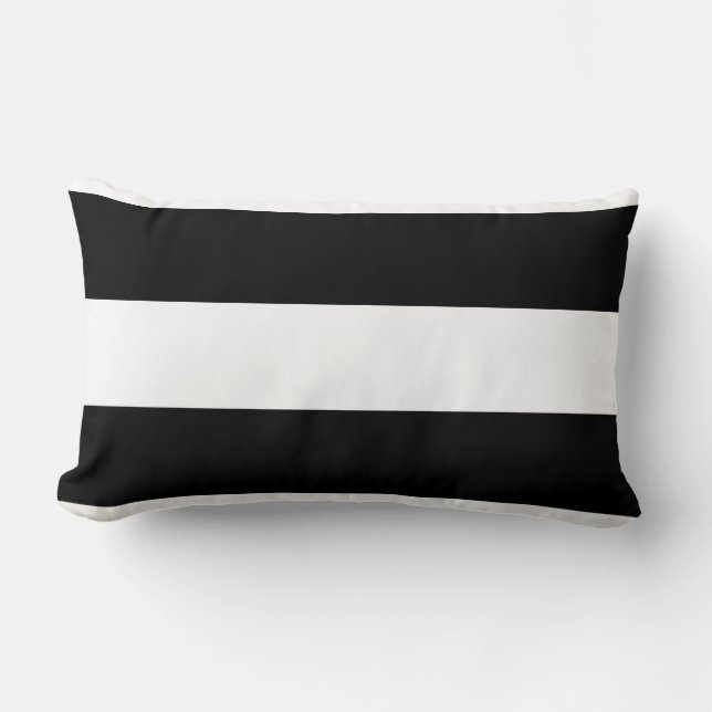 Modern Big Black and White Rand Lumbarkudde (Framsida)