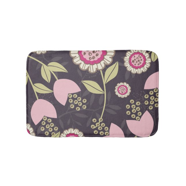 Modern Big Rosa Blommigt Tulip Mönster Badrumsmatta (Framsidan)