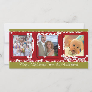 Modern Big Snowflake Ram Helgdag Family Photo Julkort