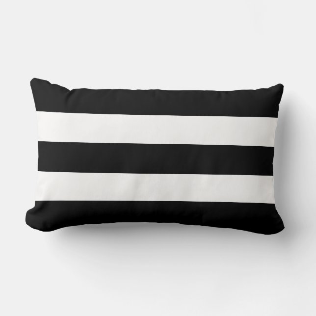 Modern Big White och Black Rand Lumbarkudde (Framsida)