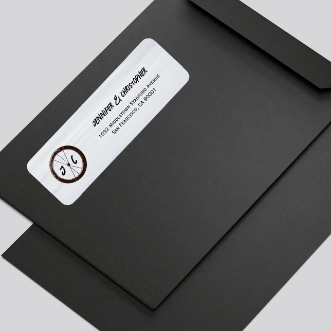 Modern Biker Bröllop Monogram Initialer Returadress Etikett (Skapare uppladdad)