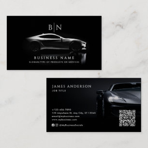 Modern bil/auto monogram QR-kod & sociala medier Visitkort