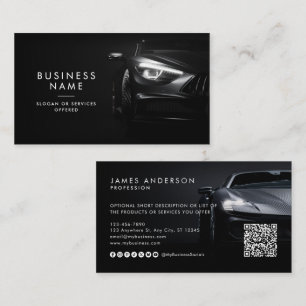 Modern bil/auto QR-kod utan logotyp och sociala me Visitkort