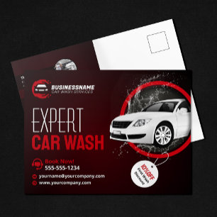 Modern bil tvätt Auto Detailing Bilvaxning Vykort