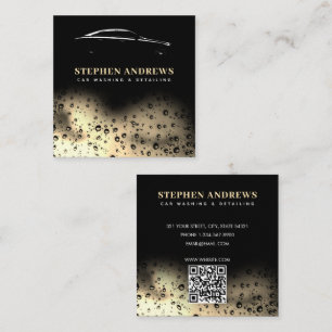 Modern bil Tvättar Automotive Städning QR-kod Guld Fyrkantigt Visitkort