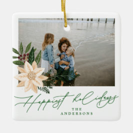 Modern bild av botaniskt glad helg i julklapp julgransprydnad keramik