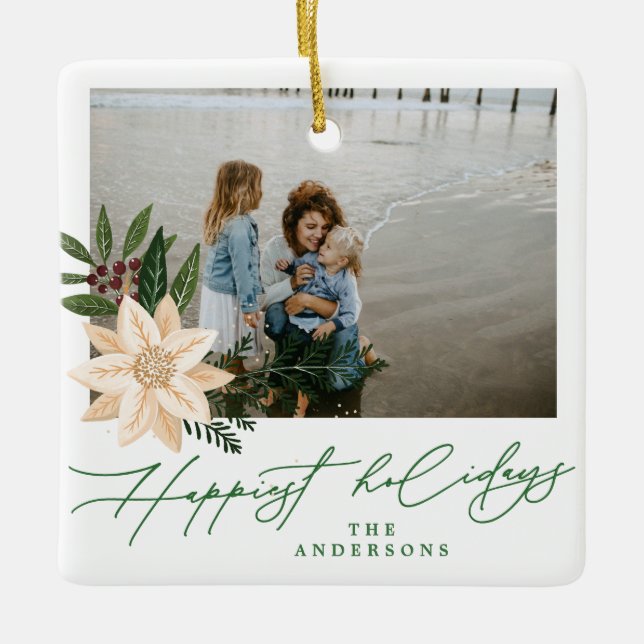 Modern bild av botaniskt glad helg i julklapp julgransprydnad keramik (Framsida)