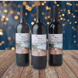 Modern bild av bröllop och förlovning Mr. och Mrs. Vinflaska Etikett