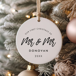 Modern bild av första julparet julgransprydnad keramik