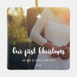 Modern bild av första julparet julgransprydnad keramik