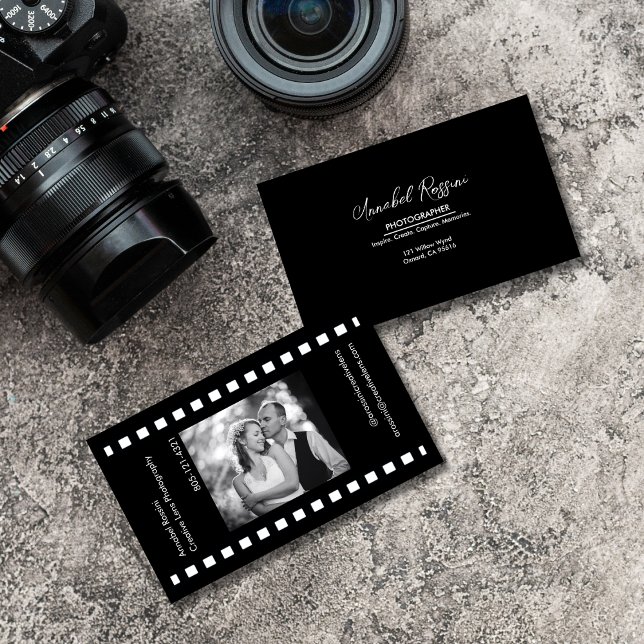 Modern bild av fotofiltret visitkort (Modern Professional Photography Film Strip Business Card)