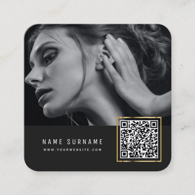 Modern bild för streckkod QR-kod för skannerbar ch Fyrkantigt Visitkort (Framsida)