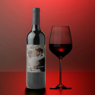 Modern bild för svart och vit övertäckning i Bröll Vinflaska Etikett