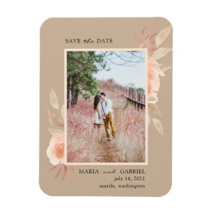 Modern bild i beige ram. rosa Flower Magnet