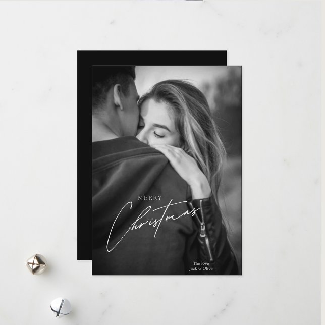 Modern bild till svart och vitt par jul julkort (Skapare uppladdad)