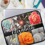 Modern bildkollage i Monogram namn cacti ro Laptop Fodral<br><div class="desc">Briljantrött, gult och orange ro och lush grönt, akvarium och svartkaktusar ska vara varma sommardagar. Njut av blommarna och den fridfulla stämningen i en levande trädgård när du användor det fantastiska fotografiet neoprene laptop sleeve. Laptop sleeve finns i tre storlekar: 15, 13 och 10 tum. Gör en underbar gåva till...</div>