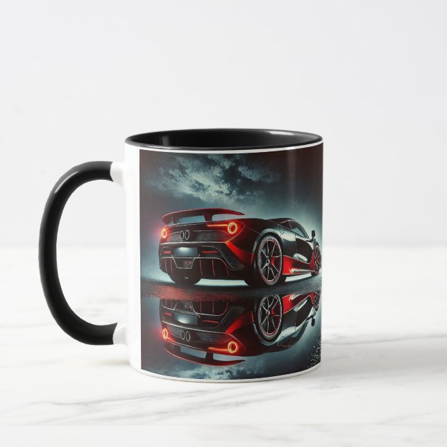 Modern bilillustration på svarta kaffet Mugg (Vänster)
