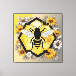 Modern Bina på Honeycombe i gult och svart Canvastryck