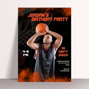Modern biografisk basketboll - sportig fotofödelse inbjudningar