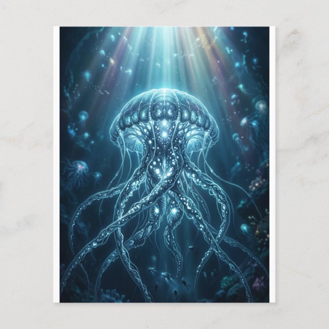 "Modern bioluminiscerande manet akrylpelare" Flygblad (Framsidan)