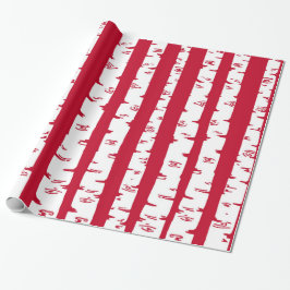 Modern Birch Träd Gift Wrap/Red Presentpapper