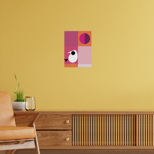 Modern Bird Färg Block Rosa Orange Poster