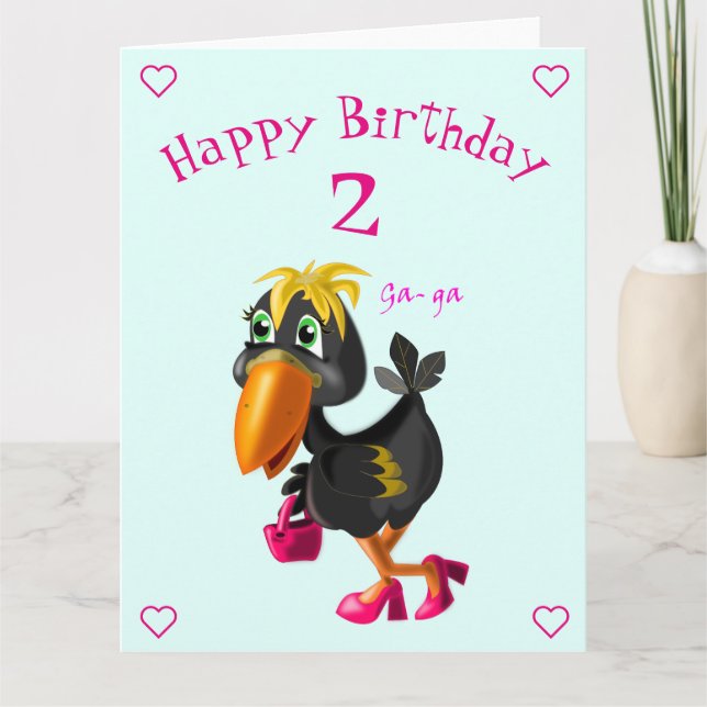 Modern Bird Funny Birthday Card - Anpassade Kort (Framsida)
