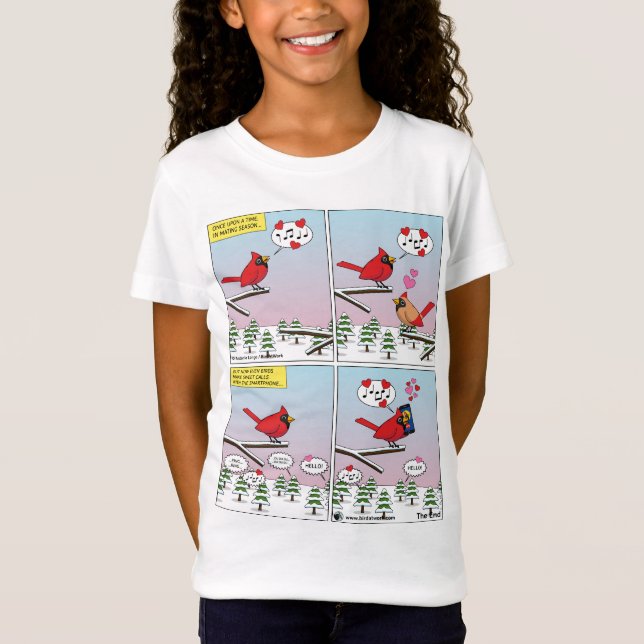 Modern Bird Mating Calls Comic T Shirt (Framsida)